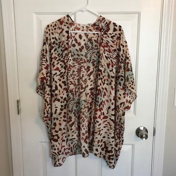 Maurices Georgette Animal Print Open Front Boho Kimono One Size - Picture 2 of 7